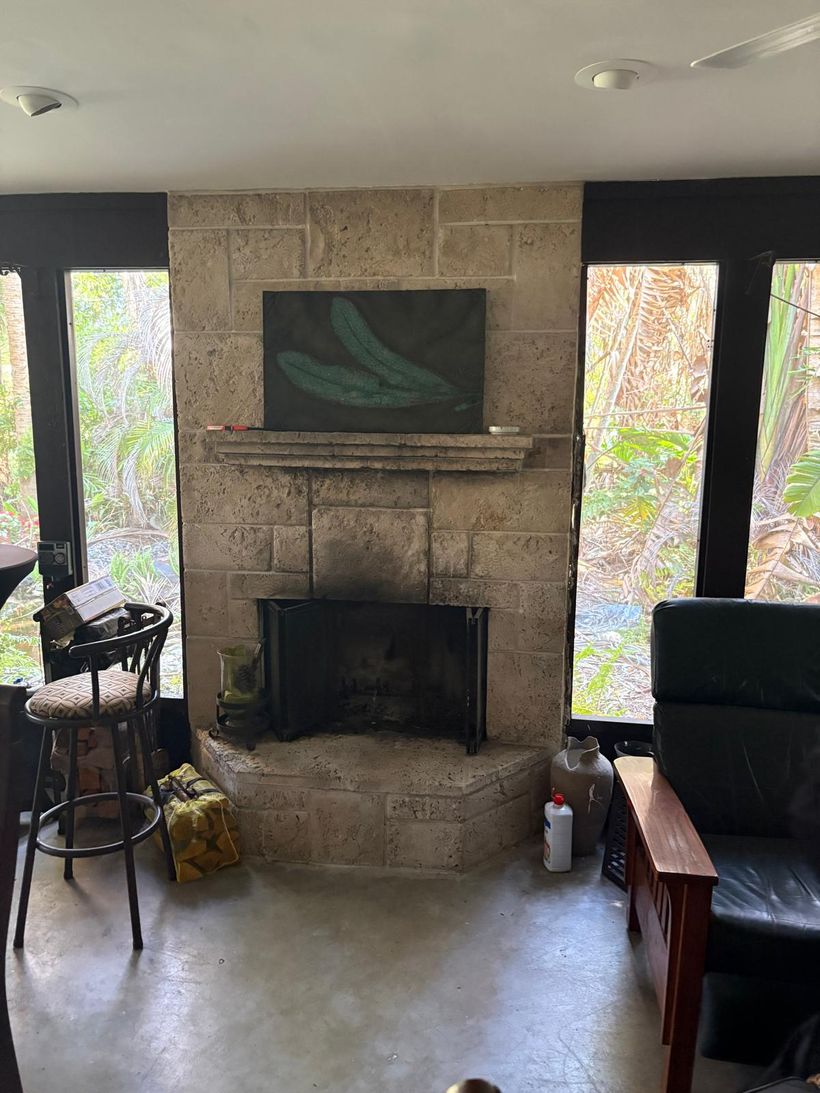 Old sooty fireplace before restoration