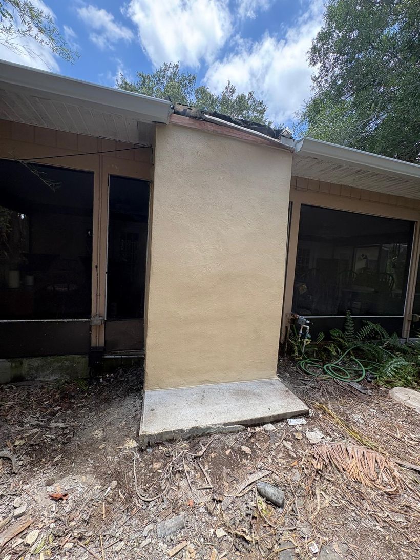 Finished chimney chase with new stucco